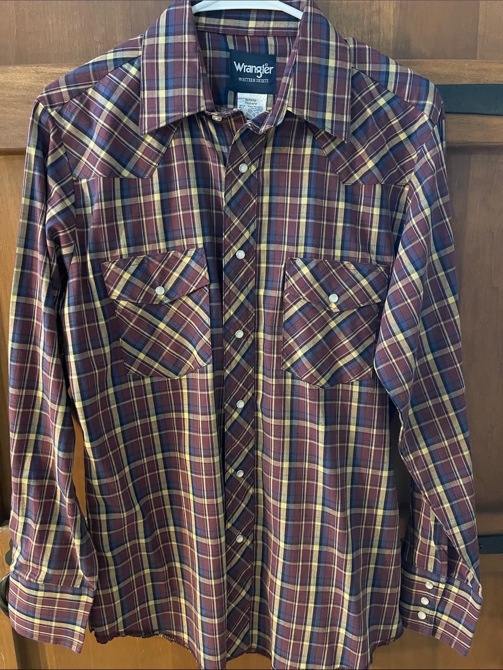 Wrangler Burgundy Plaid Snap-Front Western Shirt
